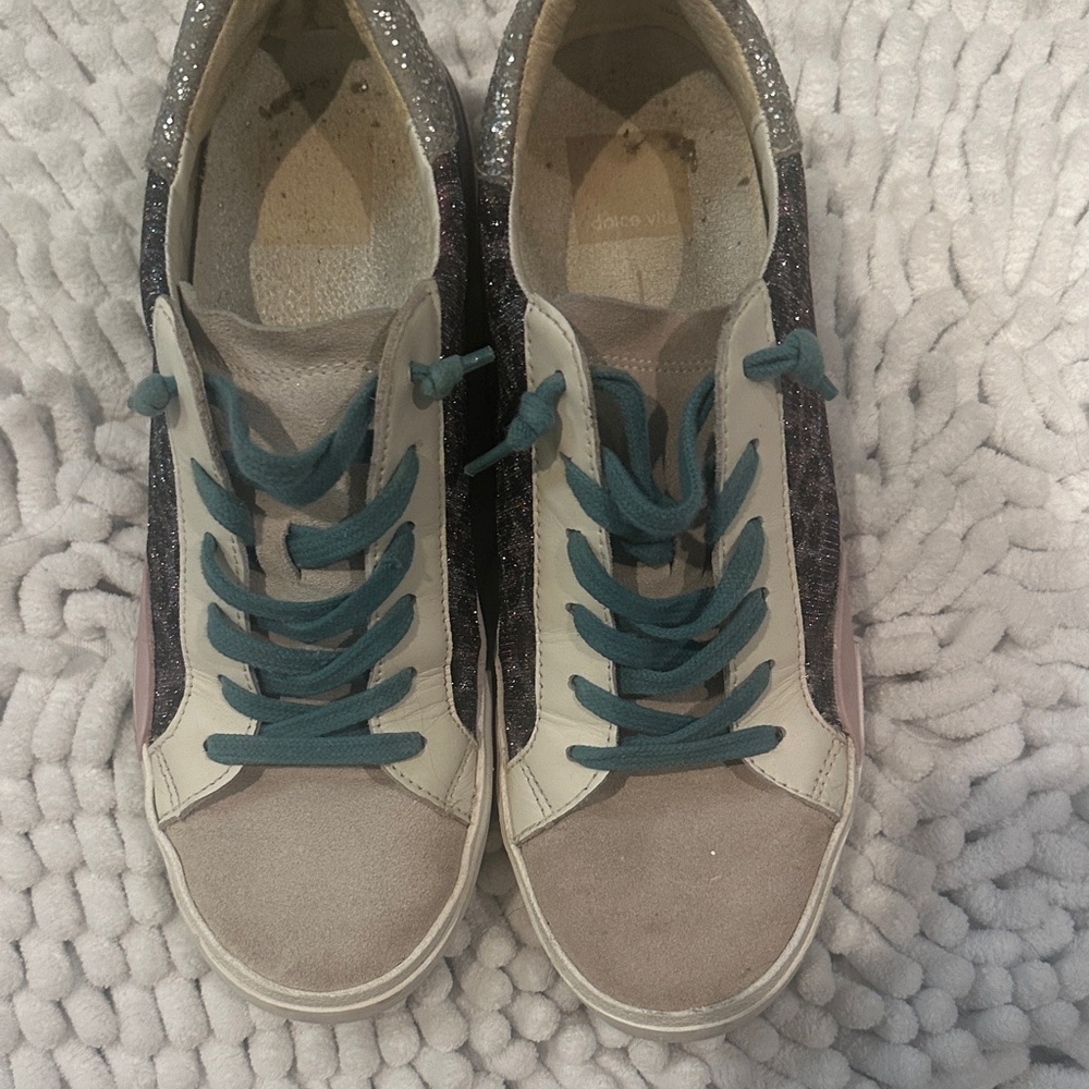 Dolce Vita Teal Lace Glitter Panel Sneakers